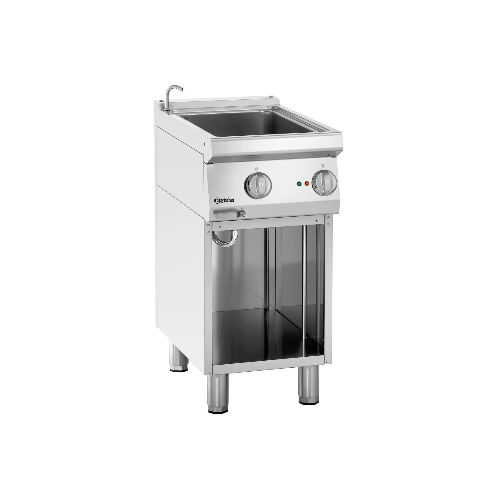 Bartscher 286301 Bain Marie 700 B400 UO mWE Ansicht Komplett, Gaskochgerät, Gasherd, Kochplatte, Edelstahl, Becken mit Armatur