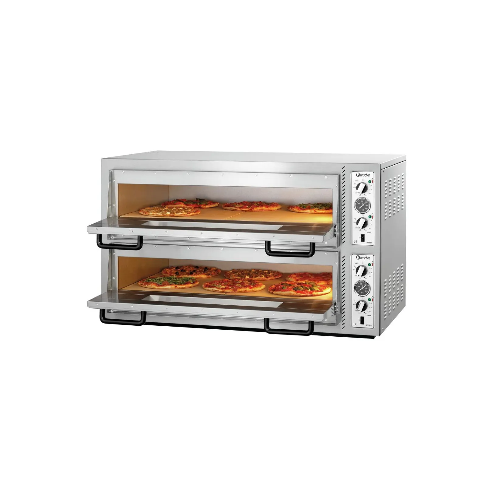 Bartscher 2002121 Pizzaofen NT 921 Ansicht Komplett, offen, mit Pizza, pizza, Pizzaofen, Toasterofen, Edelstahl, Mehrstufig