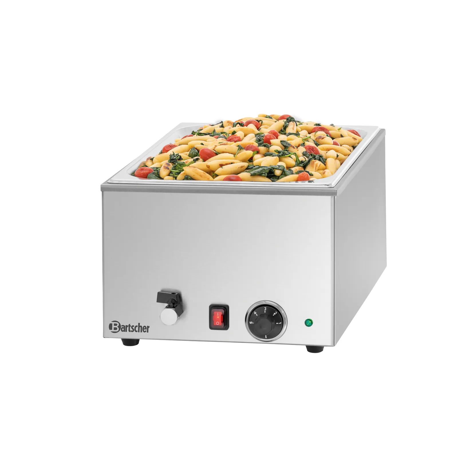 Bartscher 200240 Bain Marie 1/1 GN 150mm mit Hahn Ansicht Komplett, mit Essen