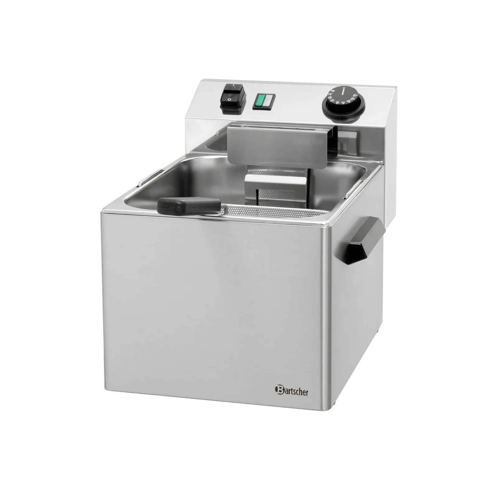 Bartscher 132260 Nudelkocher 1 Korb 7L TG Ansicht Komplett, mit Korb, abgesenkt, Fritteuse, Fettbad, Kompakt, Stahl, Deckel