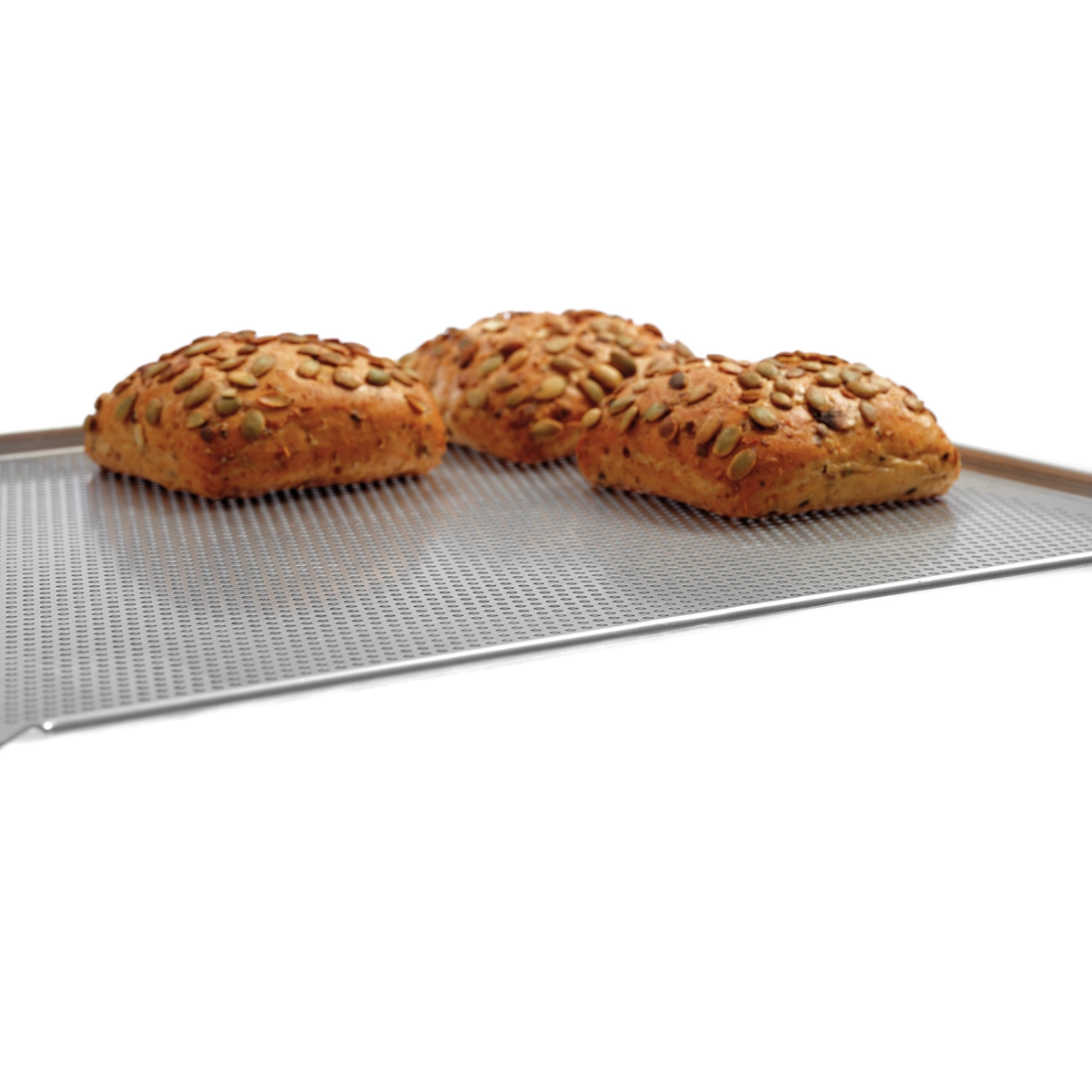 Bartscher 100408 Lochblech silber seitlich mit Brötchen