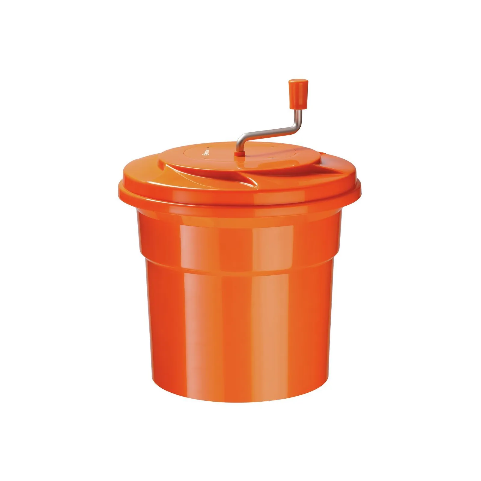 Bartscher 120709 Salatschleuder K1-25L Ansicht Komplett, Abfalleimer, Müllbehälter, orange, Drehgriffel, Eimer mit Deckel