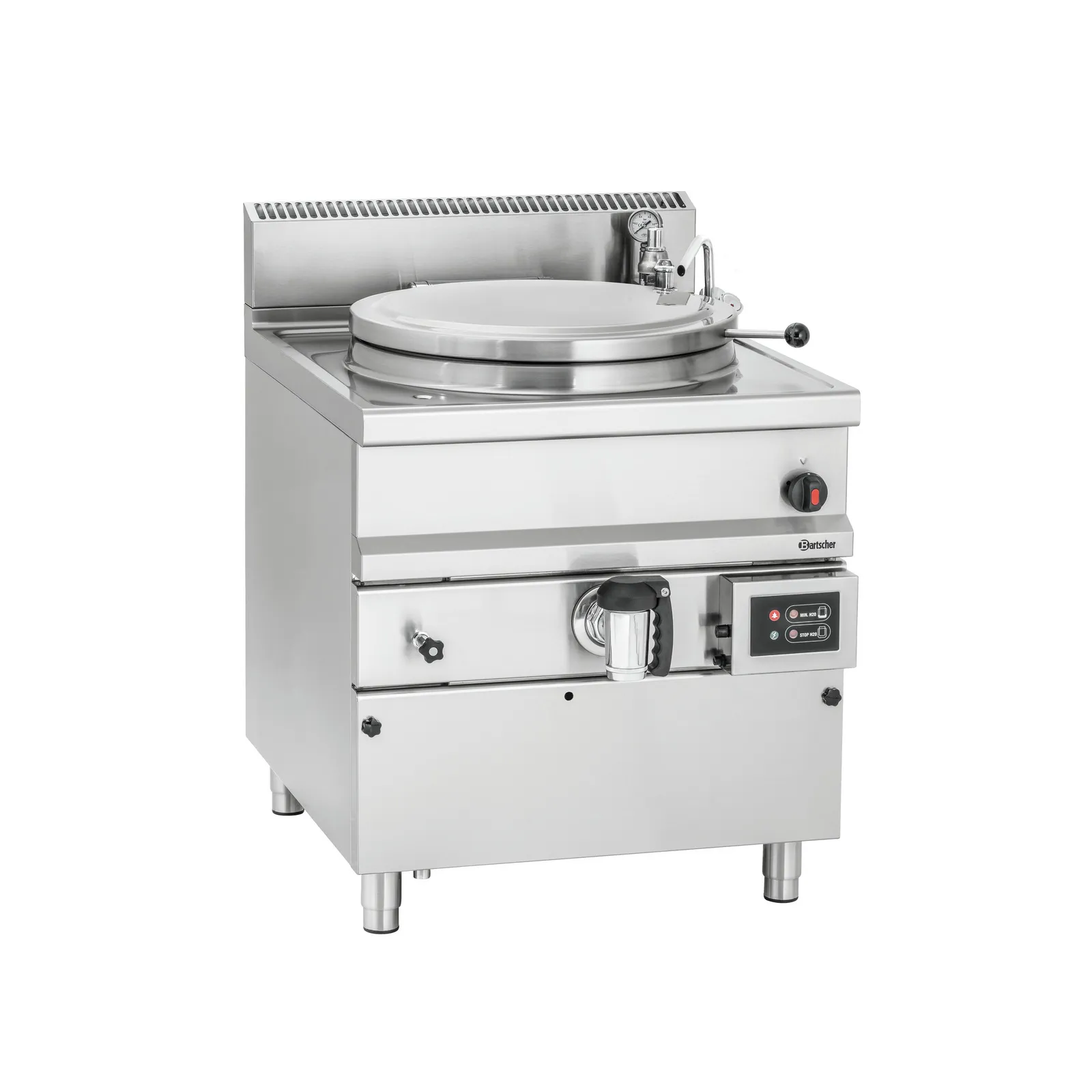 Bartscher 2800071 Kochkessel G342L Ansicht Komplett, Gewerbeschüssel, Induktionsplatte, Dampfkocher, Stahlkonstruktion, Gas-/Elektrischsteuerung