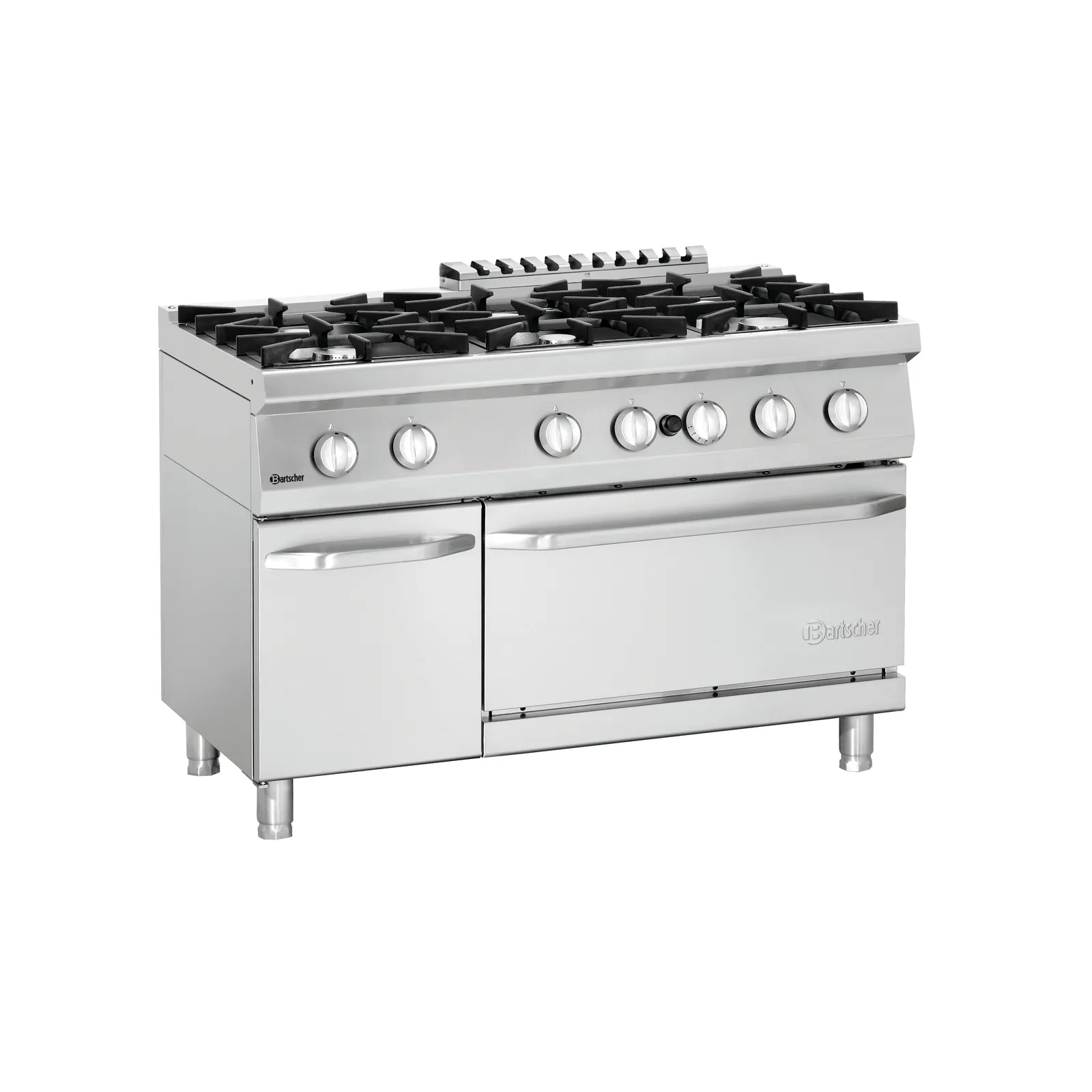 Bartscher 2851261 Gasherd 70060 GB21 Ansicht Komplett, Gasher?, Edelstahl, 6 Brenner, Ofen, Doppelofen