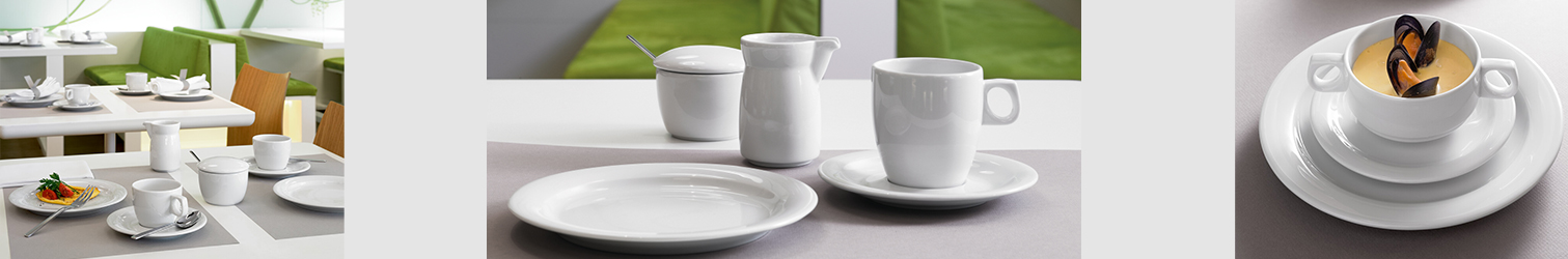 Serienübersicht Bauscher Dimension, Geschirr, Teller, Becher, Kaffeeetasse, Mikrogeschirr
