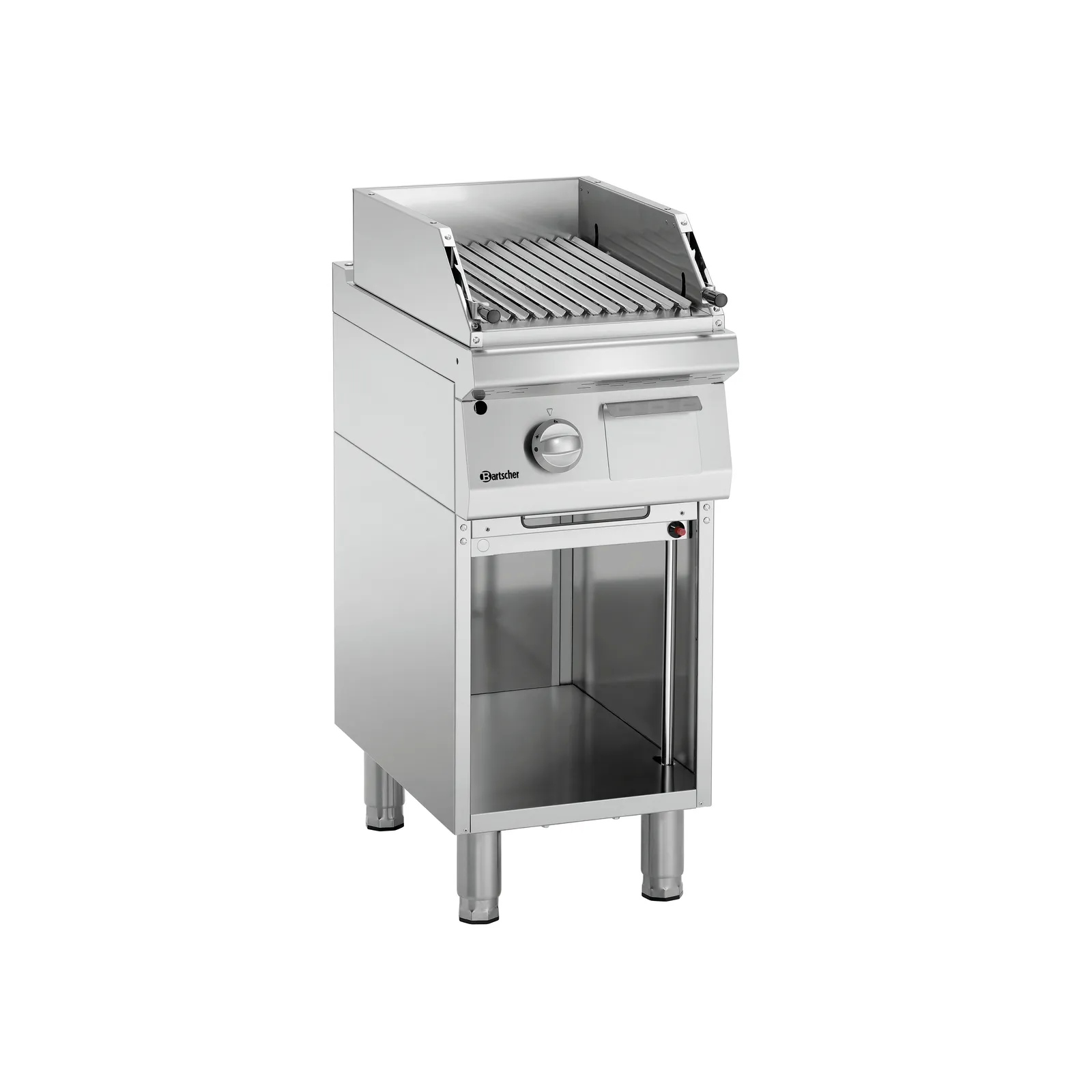 Bartscher 2856211 Lavasteingrill 700VR G90 Ansicht Komplett, Gasgrill, Edelstahl, Kompaktegrill, Grill, verstellbare Brenner
