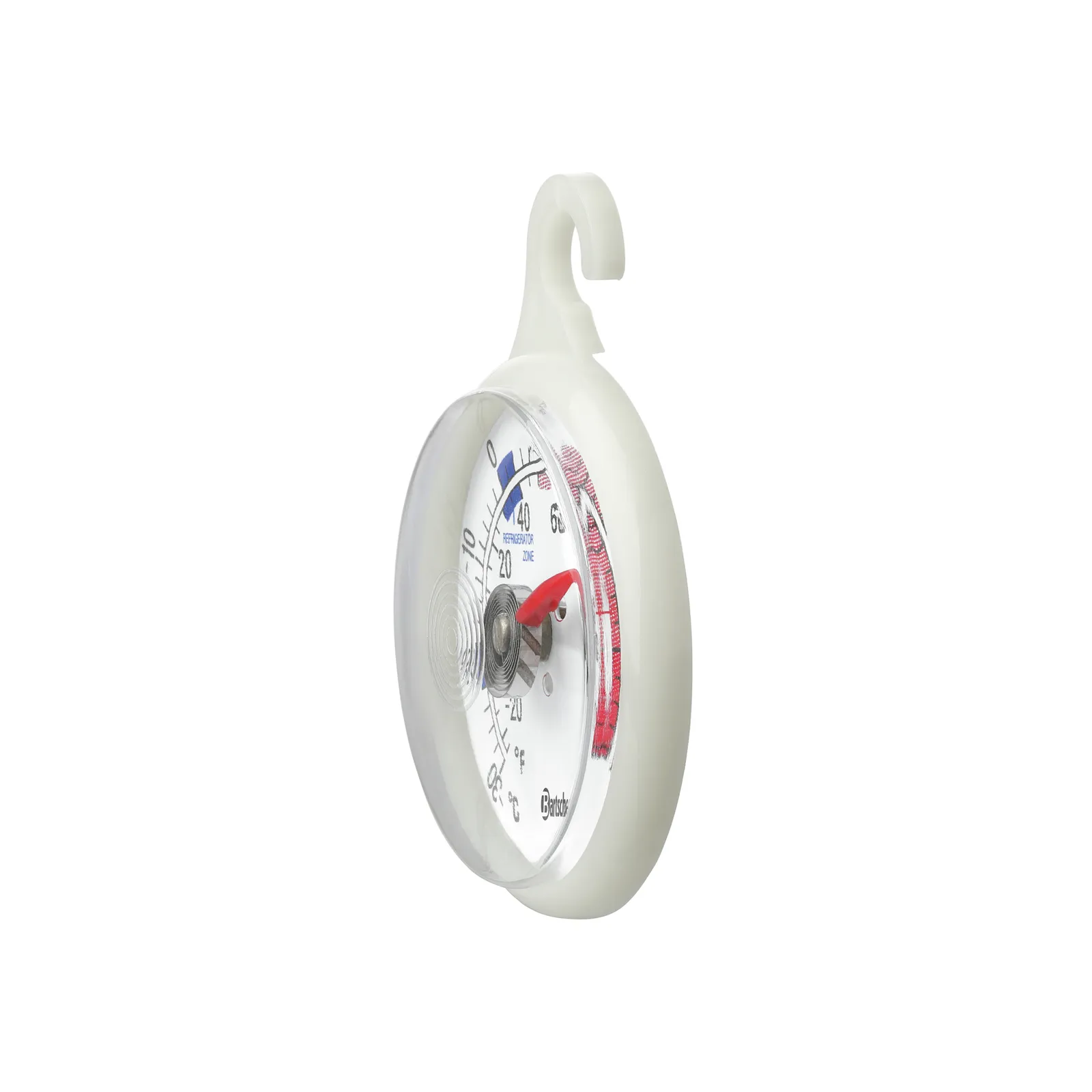 Bartscher 292049 Thermometer A500 Ansicht Komplett, seitlich, Thermometer, Kompass, Analoganzeige, Aufhängung, Plastikkoffer