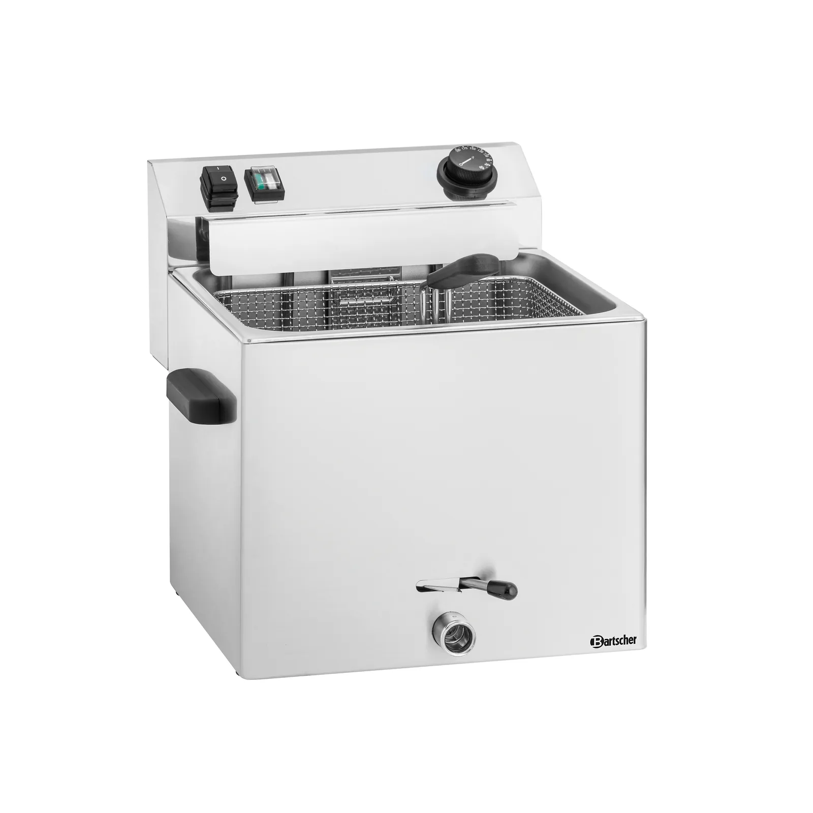 Bartscher 162900 Fritteuse PROFESSIONAL I Ansicht Komplett, Fritteuse, Schale, Fritteuse Edelstahl, Korb, Thermostatknopf