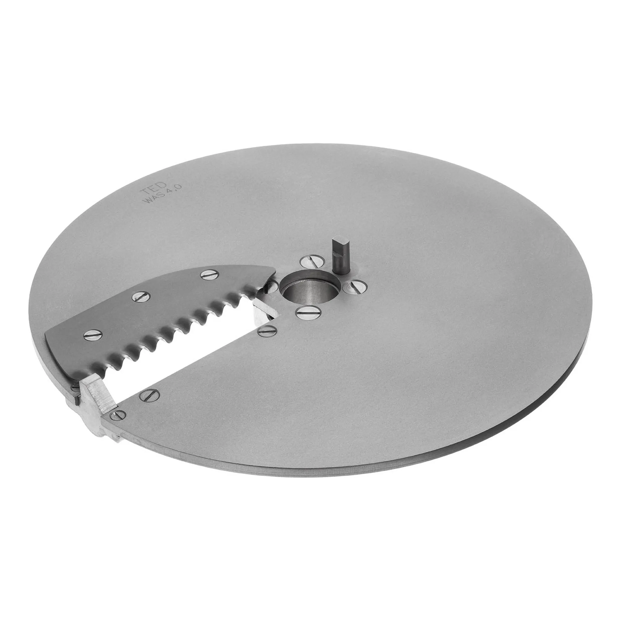 Feuma 411040 Waffelscheibe WAS 4mm, Krachtischmesser, Achtkantschnitt, Edelstahl, Rundschild, Kuchenmesserhalterung