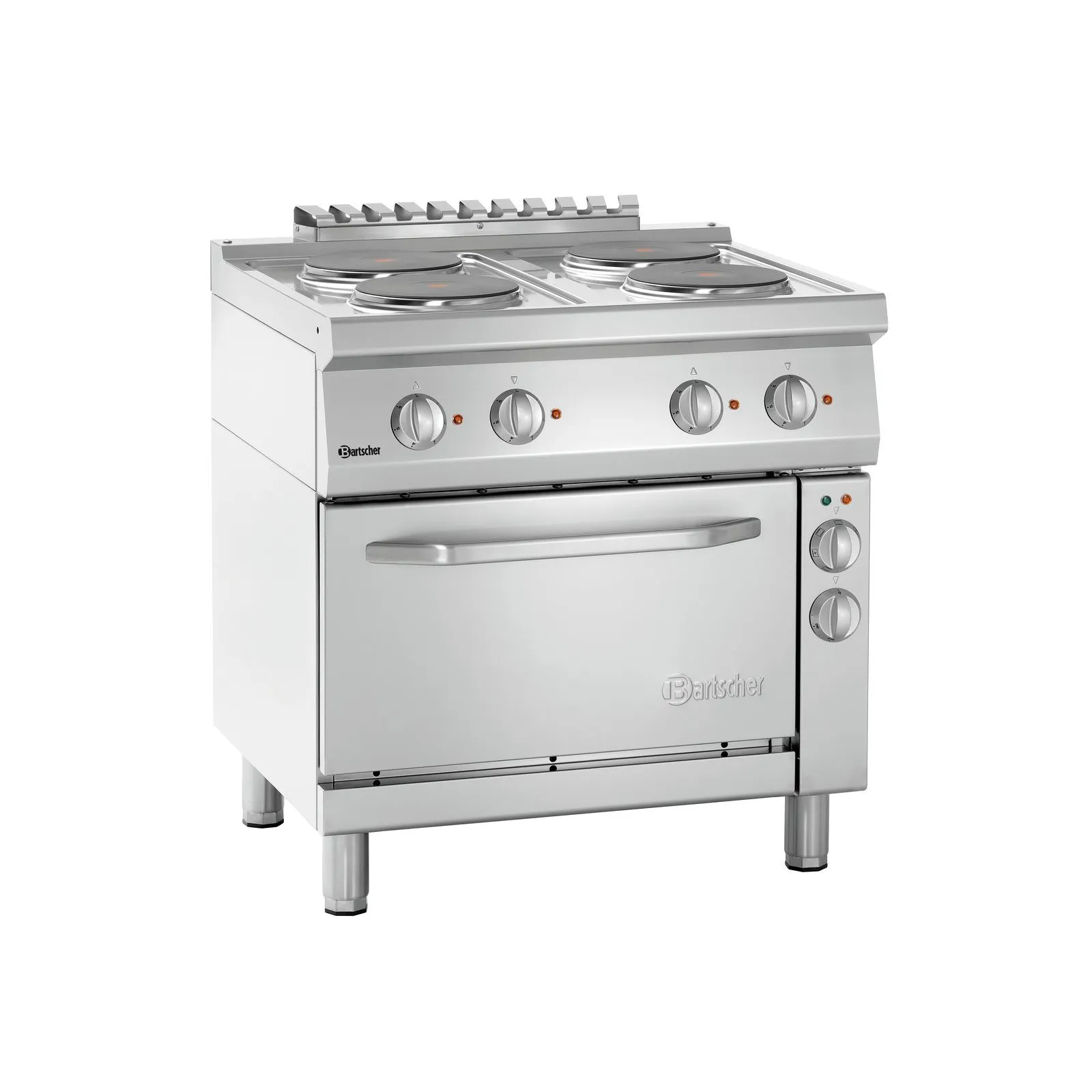 Bartscher 286225 Elektroherd 700 B800 4PL EBO Ansicht Komplett, Herd, Gaskochfeld, Stahlgerät, Kochfeld, Backofen