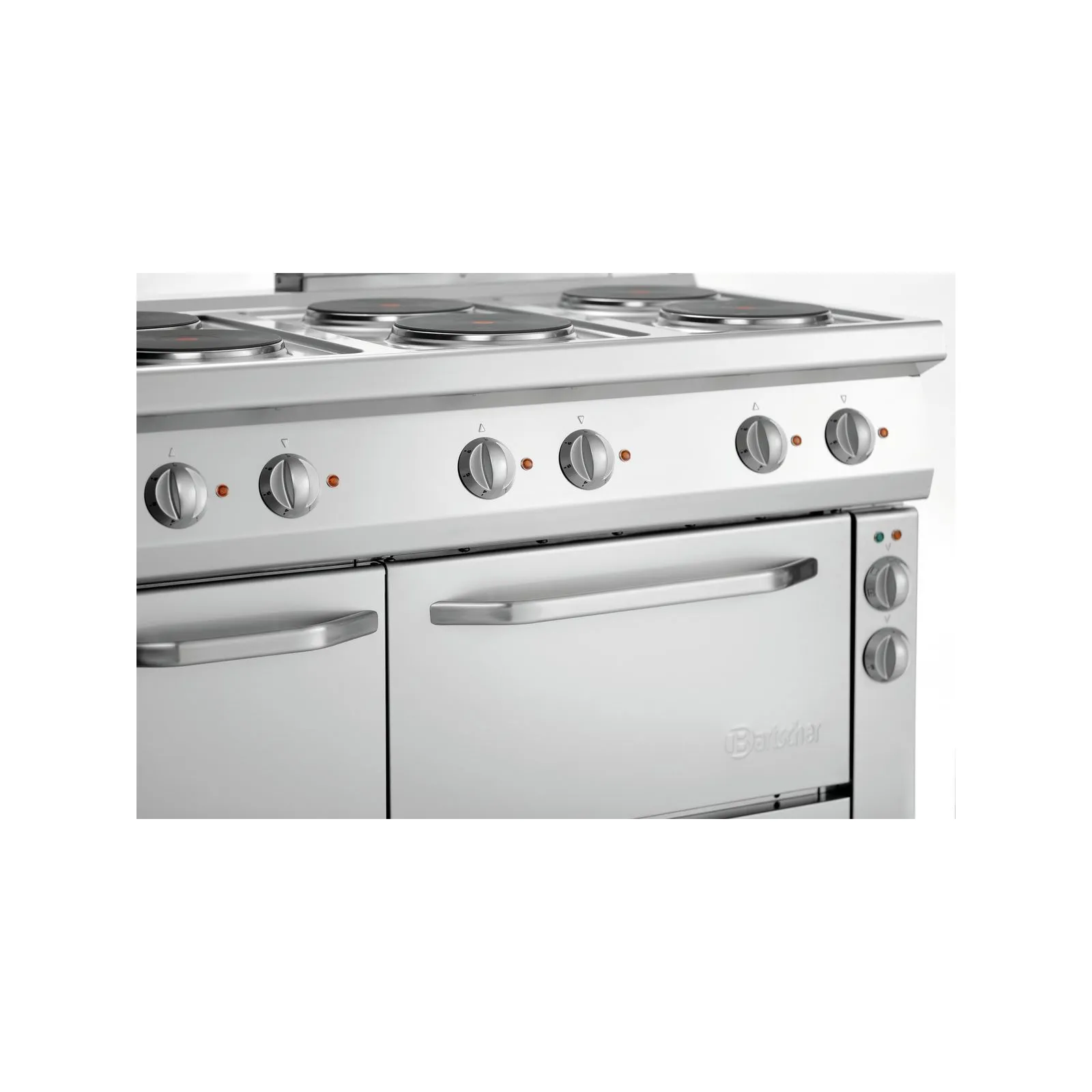 Bartscher 286247 Elektroherd 700 B1200 6PL EBO Nahansicht Bedienelemente, gas stove, kochtopf, edelstahl, bedienknöpfe, öfen