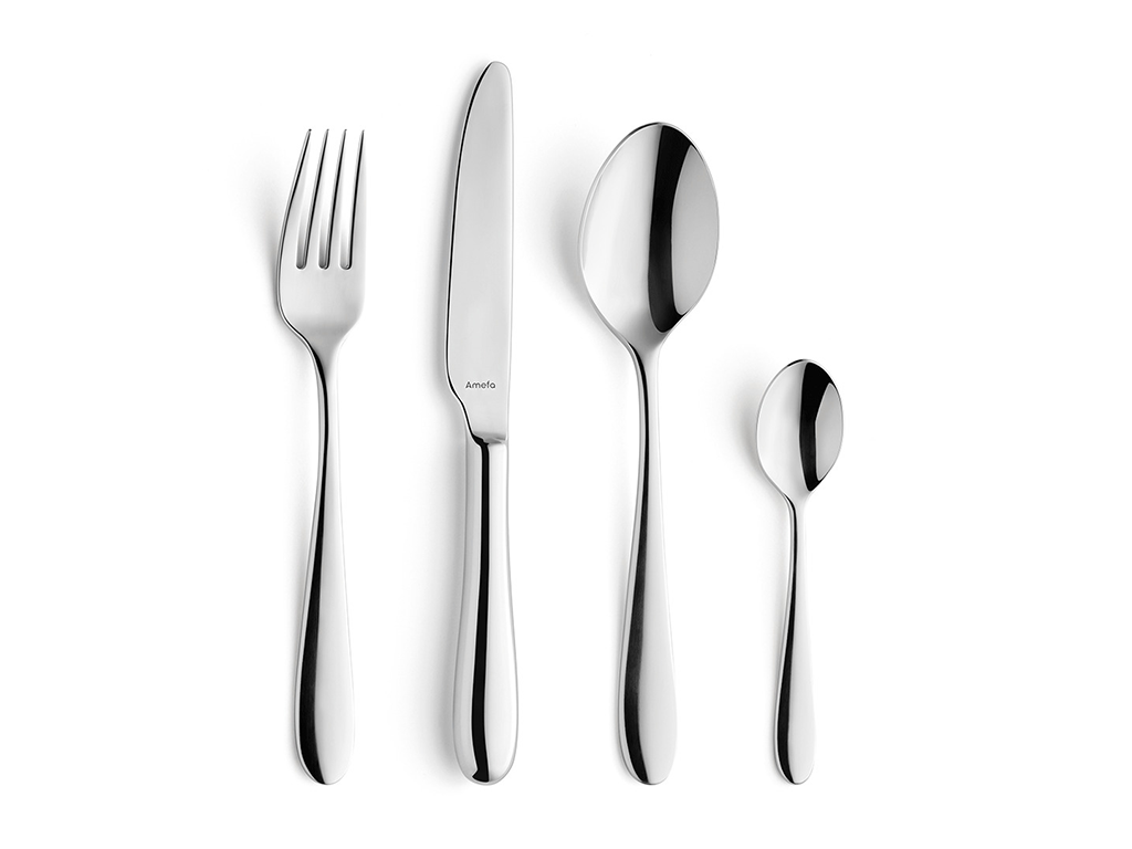 Amefa Serie Oxford, Ansicht Messer Gabel Löffel Kaffeelöffel