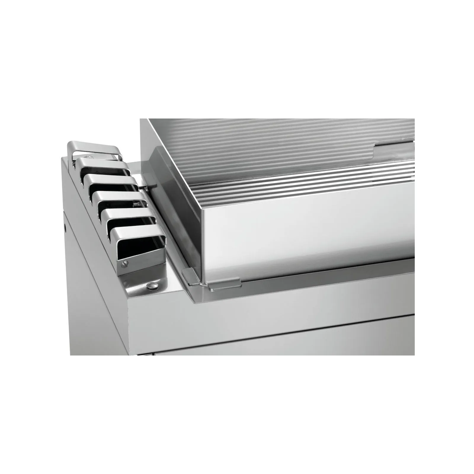 Bartscher 285071 Spritzschutz 740 Nahansicht Griddleplatte mit Spritzschutz befestigt, Grilltop, Gasgrill, Rostschutz, Rostraste, Wok-Roste