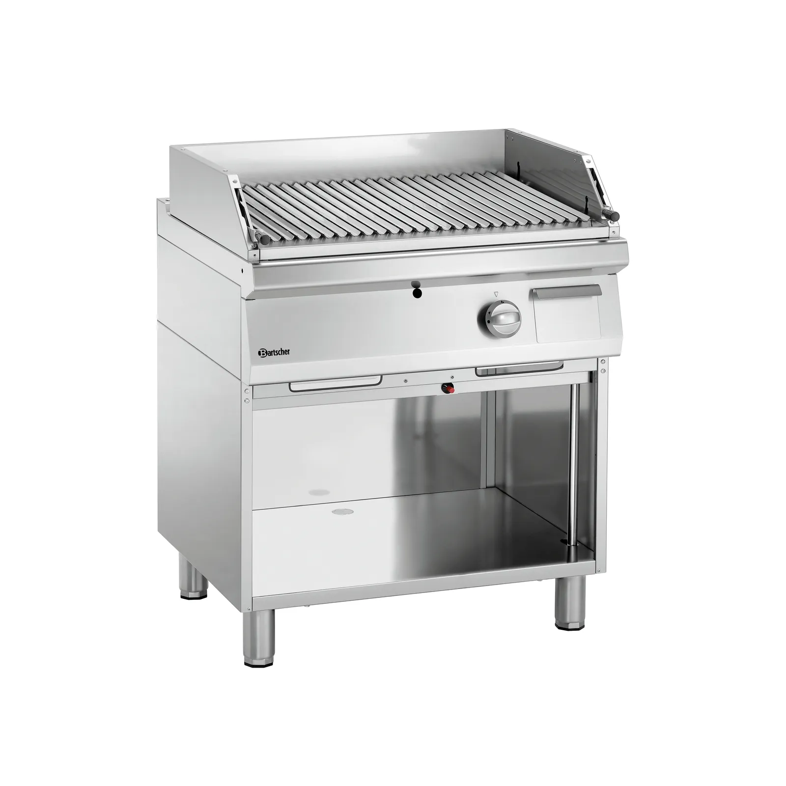 Bartscher 2856311 Lavasteingrill 700VR G180 Ansicht Komplett, Grill, Gasgrill, Edelstahl, Schlitztgrill, Seitenbrenner
