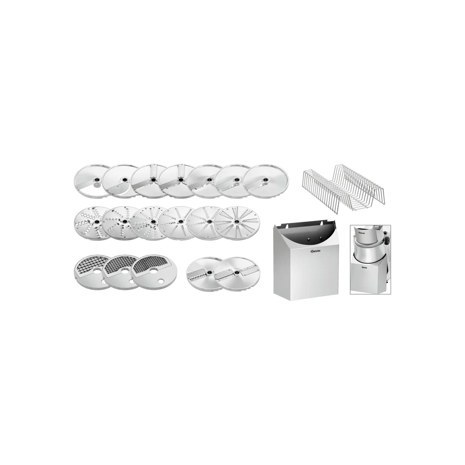 Bartscher 120327 Gemüseschneider GMS601 Ansicht, alle Einzelteile