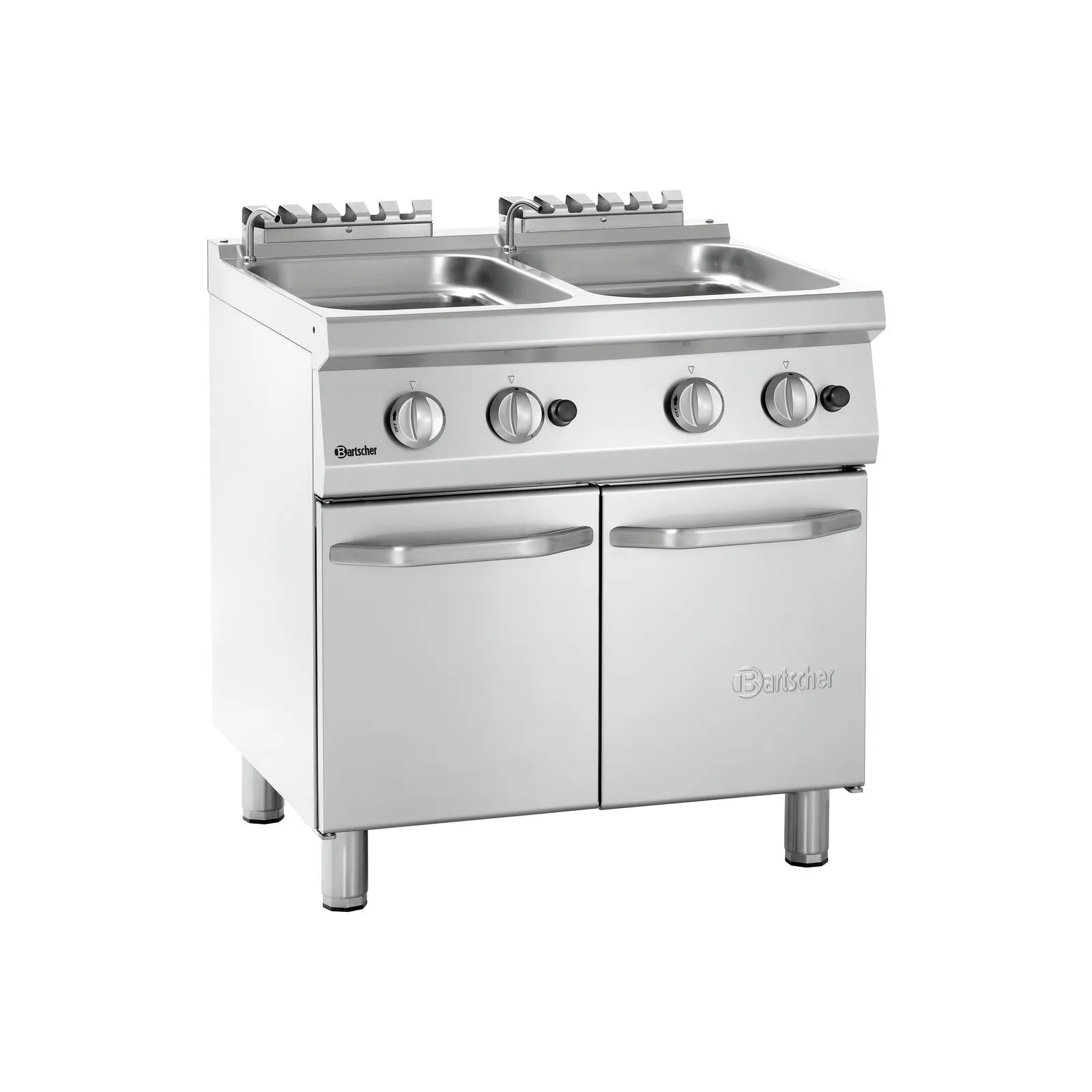 Bartscher 2853101 Nudelkocher Gas 700 B800 2x24L Ansicht Komplett, Gewerbeküche, Kochfeld, Stahl, Gasherd, Schubladen