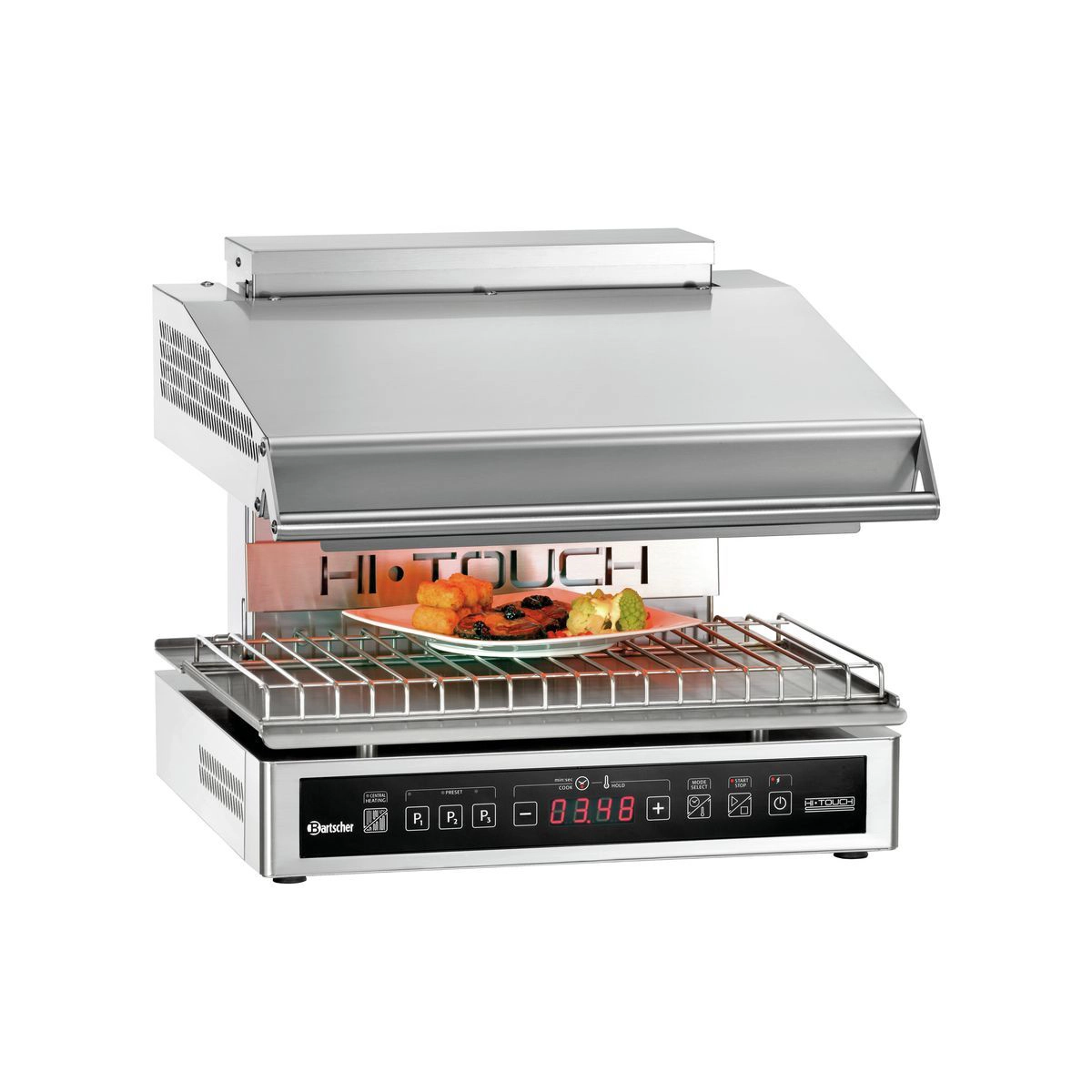 Bartscher 101547 Lift Salamander wo ein Teller auf kleiner Höhe warmgehalten wird