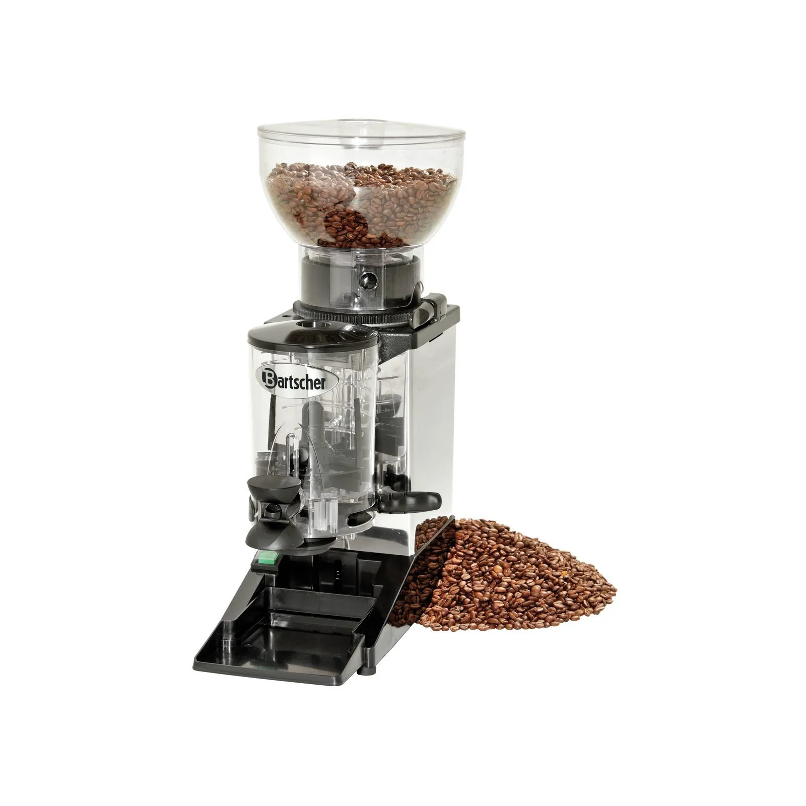 Bartscher 190175 Kaffeemühle Modell Tauro Ansicht Komplett, mit Kaffeebohnen in und neben der Maschine, Kaffeemahlwerk, Kaffeemühle, Kaffeevollautomat?, Kaffeebohnen, Espressomühle