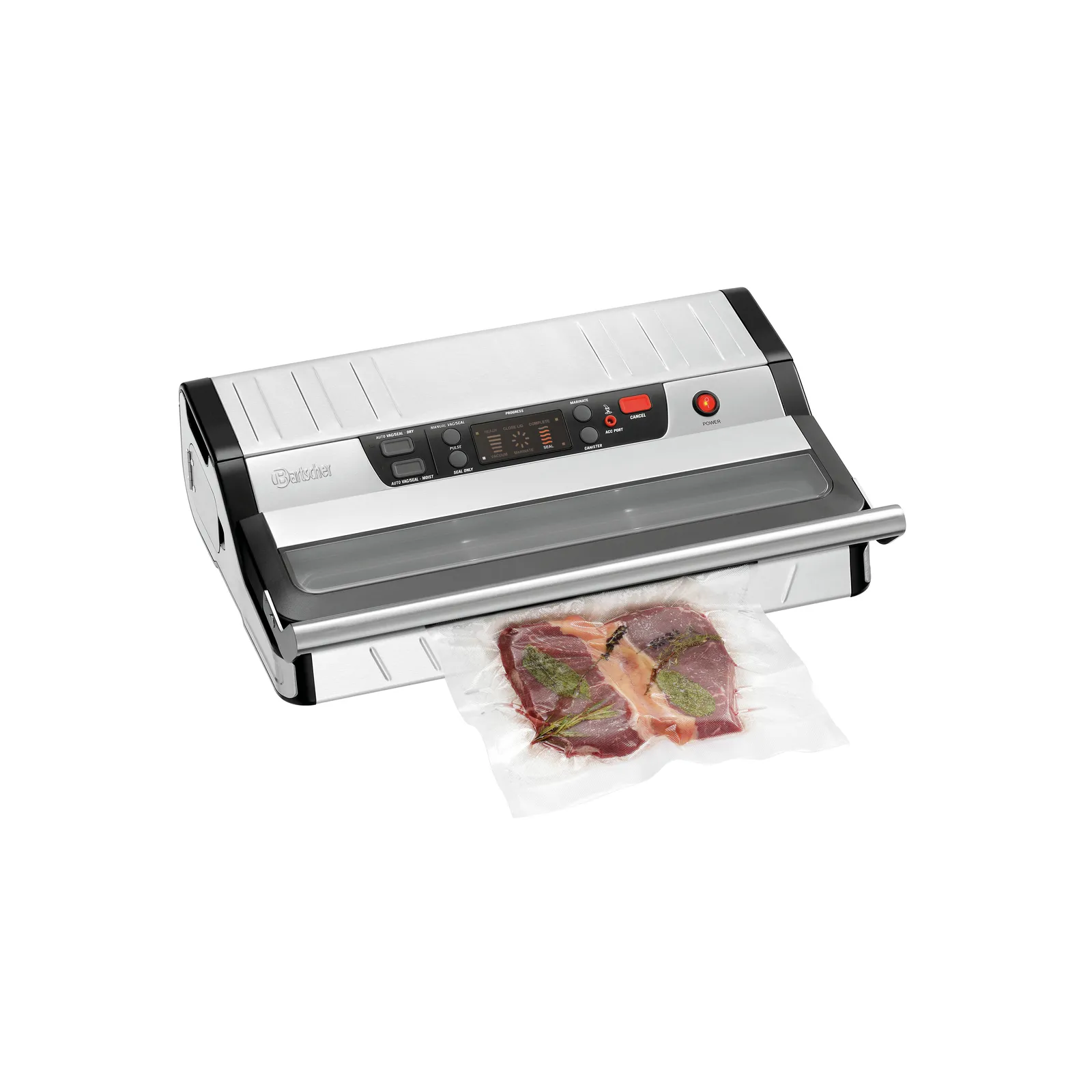 Bartscher 300746 Vakuumiergerät 420/20L Ansicht Komplett, in Benutzung, Steak