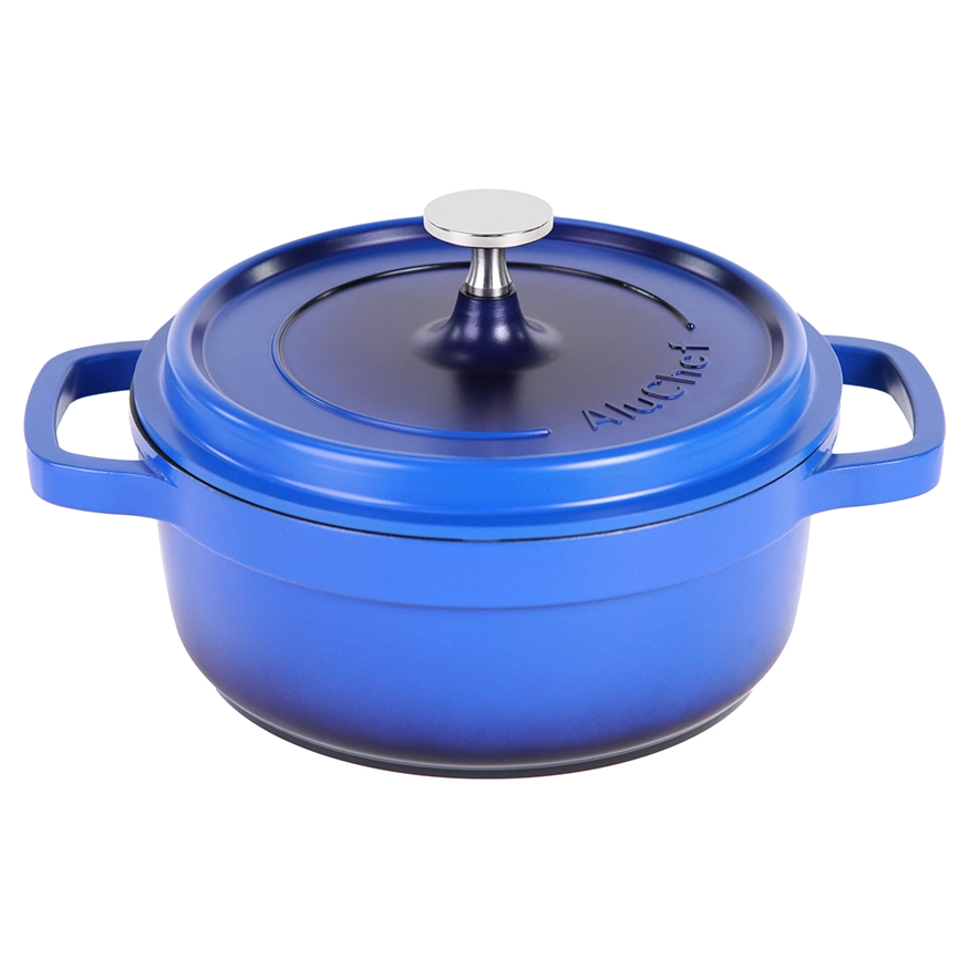Contacto AluChef Kasserolle Aluminiumgussdruck Knopfgriff aus Edelstahl rund blau 6980203