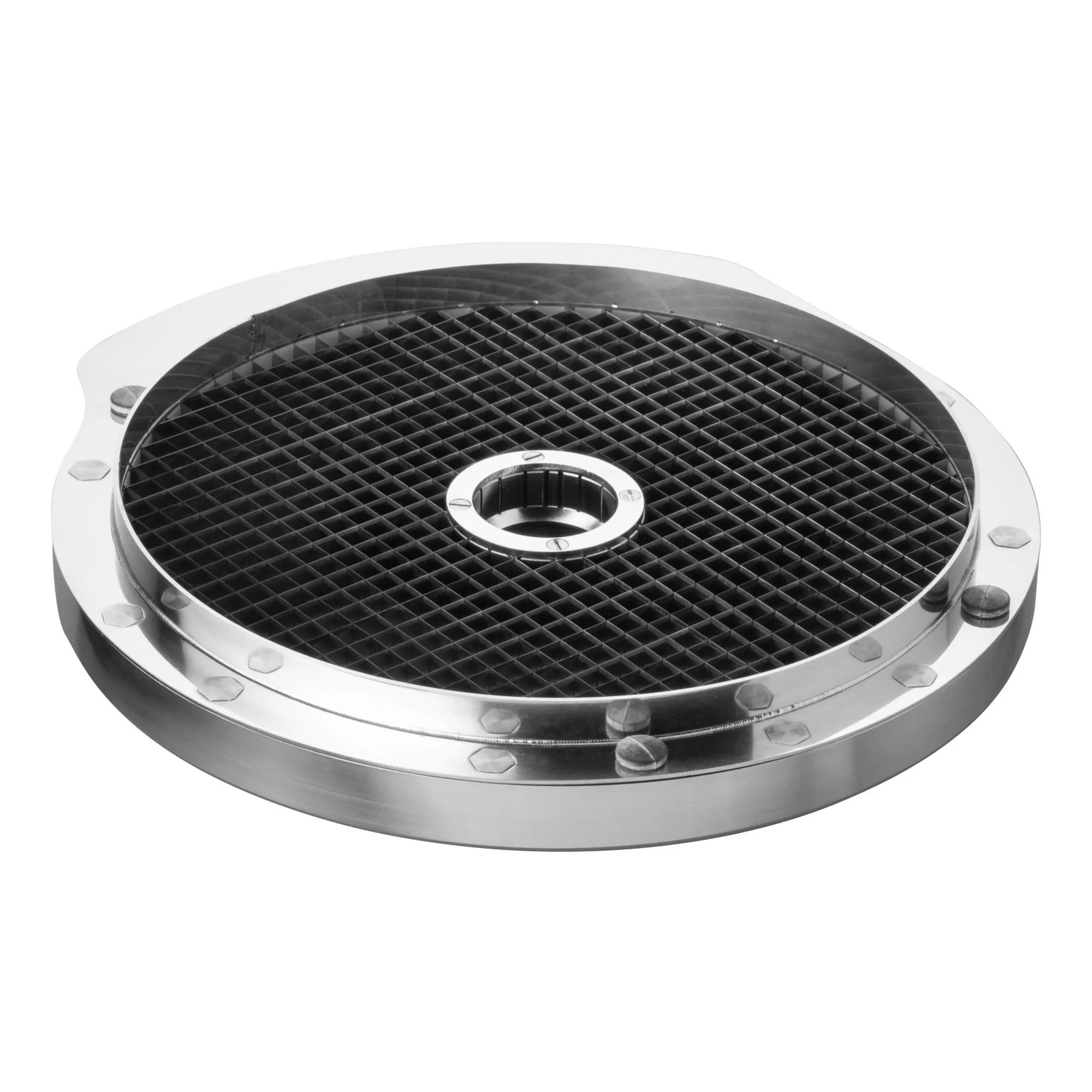 Feuma 420006 Wuerfelgatter 6x6x6 mm, Flansch, Metallhülse, Gitter aus Metall, runder Platte, zentrales Loch