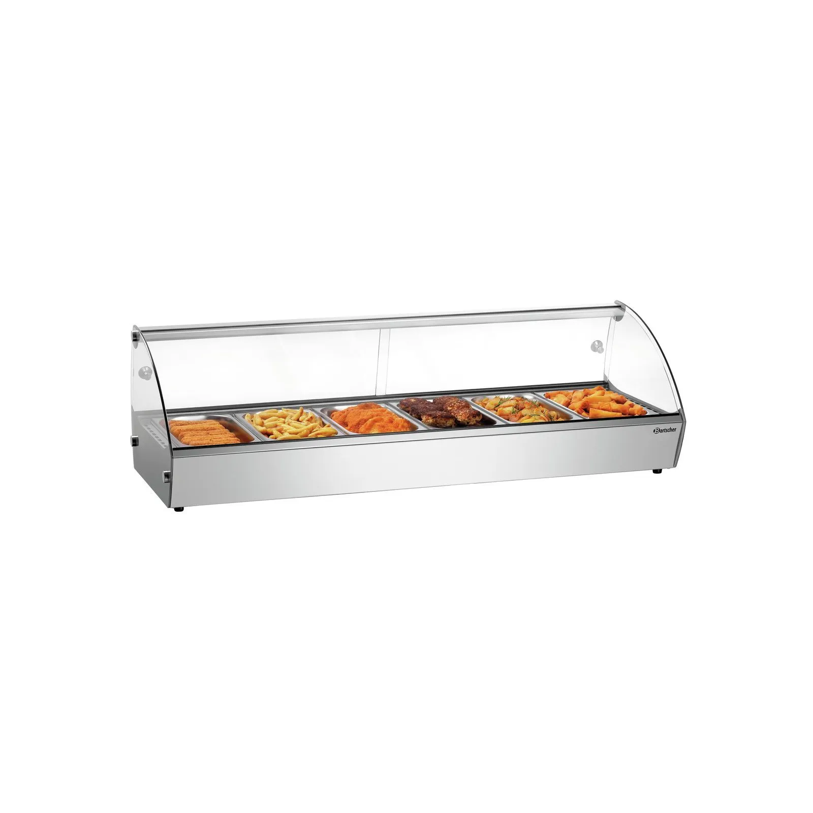 Bartscher 305059 Heiße Aufsatzvitrine R6 6 x 1/3 GN Ansicht Komplett mit Essen