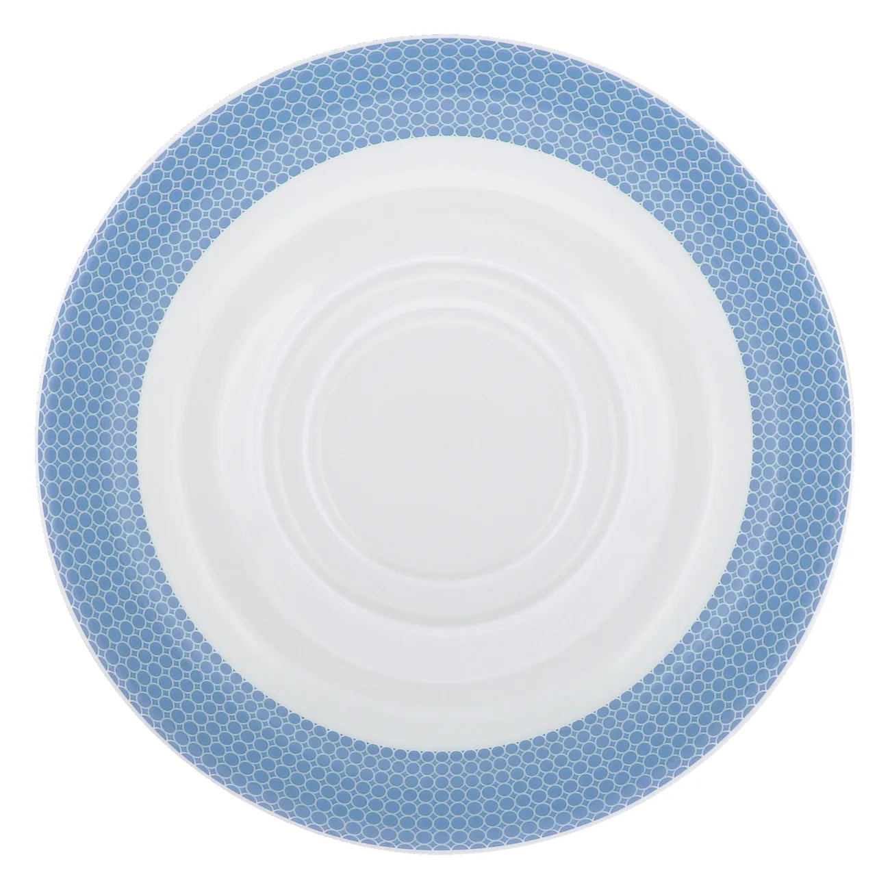 Bauscher Care Dimension Invita Untertasse Punkte Dekor auf Fahne Draufsicht Wasserblau blau