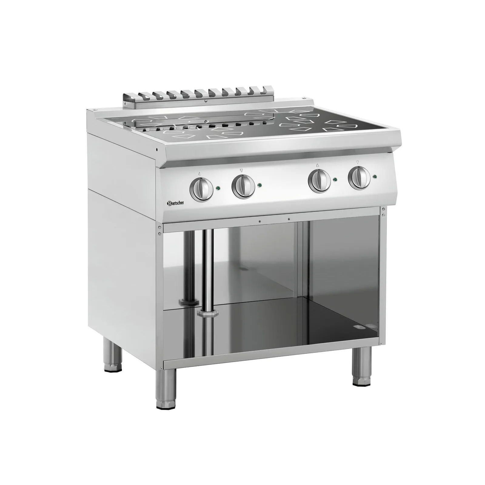 Bartscher 286421 Induktionsherd 700 4FLOU-1 Ansicht Komplett, gas-stove, stainless-steel, 4-burner, oven, professional