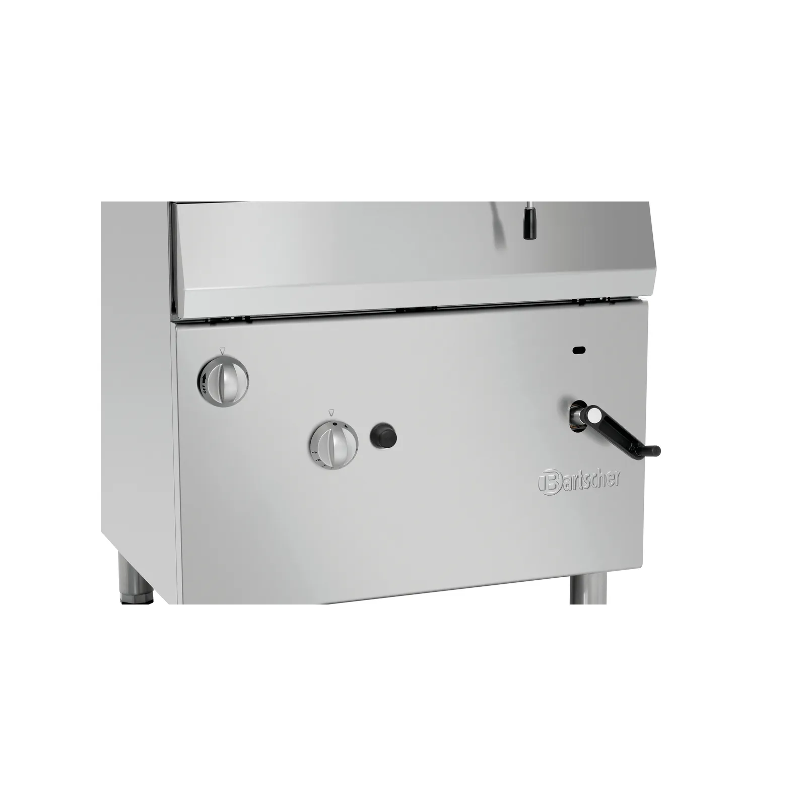 Bartscher 2856811 Kippbratpfanne 700 G51LHK Nahansicht Bedienelemente, Grill, Gasgrill, Kochfeld, Edelstahl, Türhebelhaube
