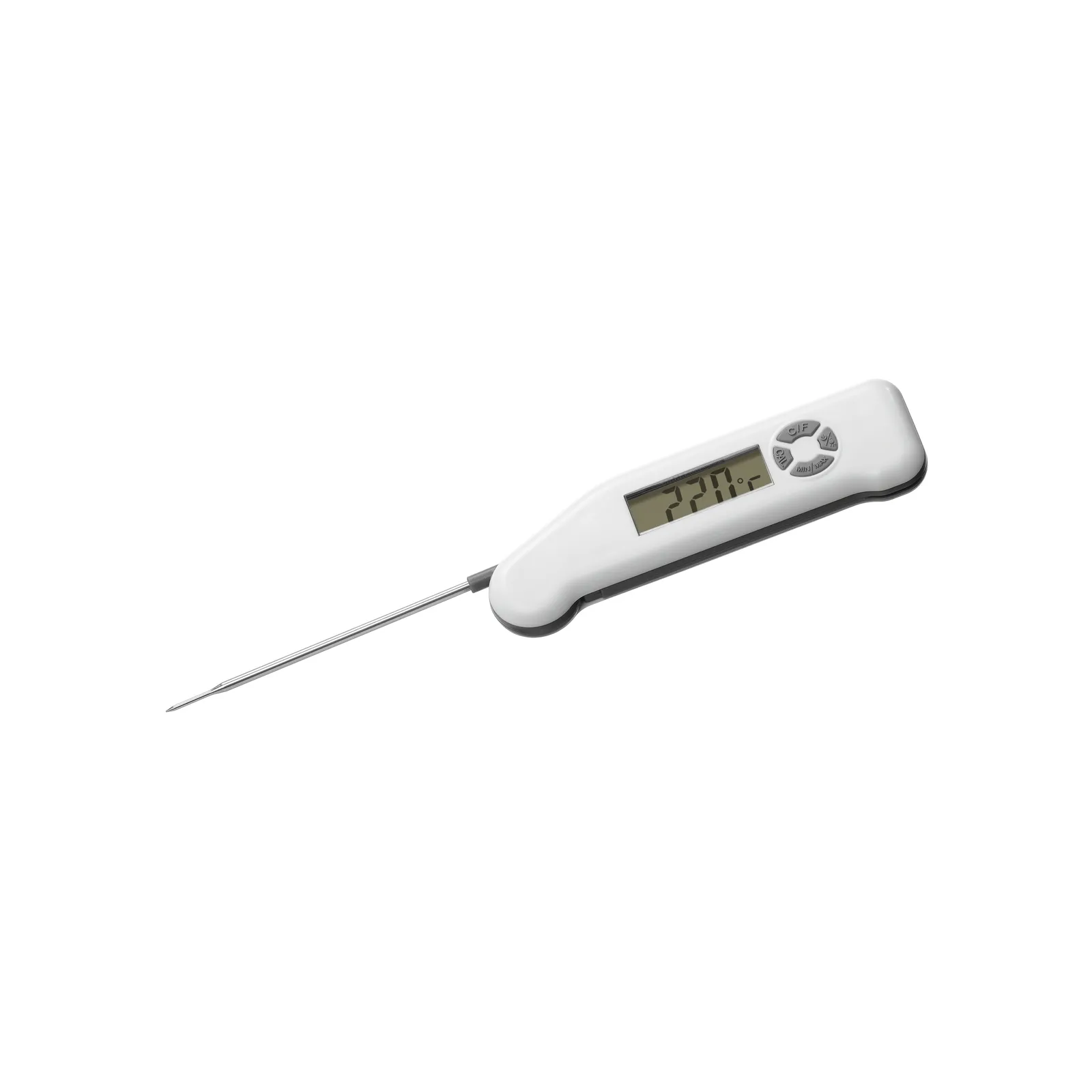 Bartscher 292481 Thermometer D3000 KTP-KL Ansicht Komplett, ausgeklappt, digitaler thermometer, Thermometer mit Sonde, LCD-Anzeige, Handgerät, weiß
