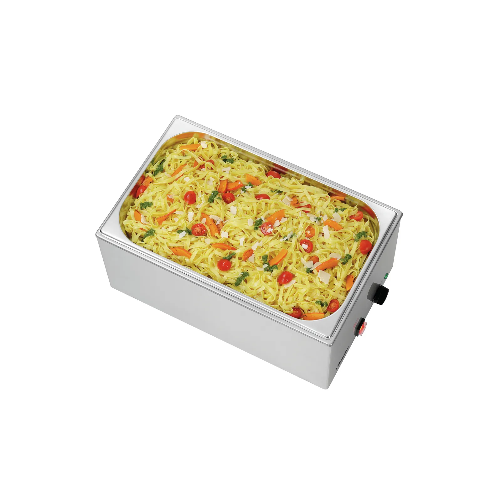 Bartscher 200230 Bain Marie 111-150 Ansicht Komplett, von oben, mit Essen, Nudelgericht, Küchengerät, Elektrische Warmhaltebox, Gemüse, Nudeln