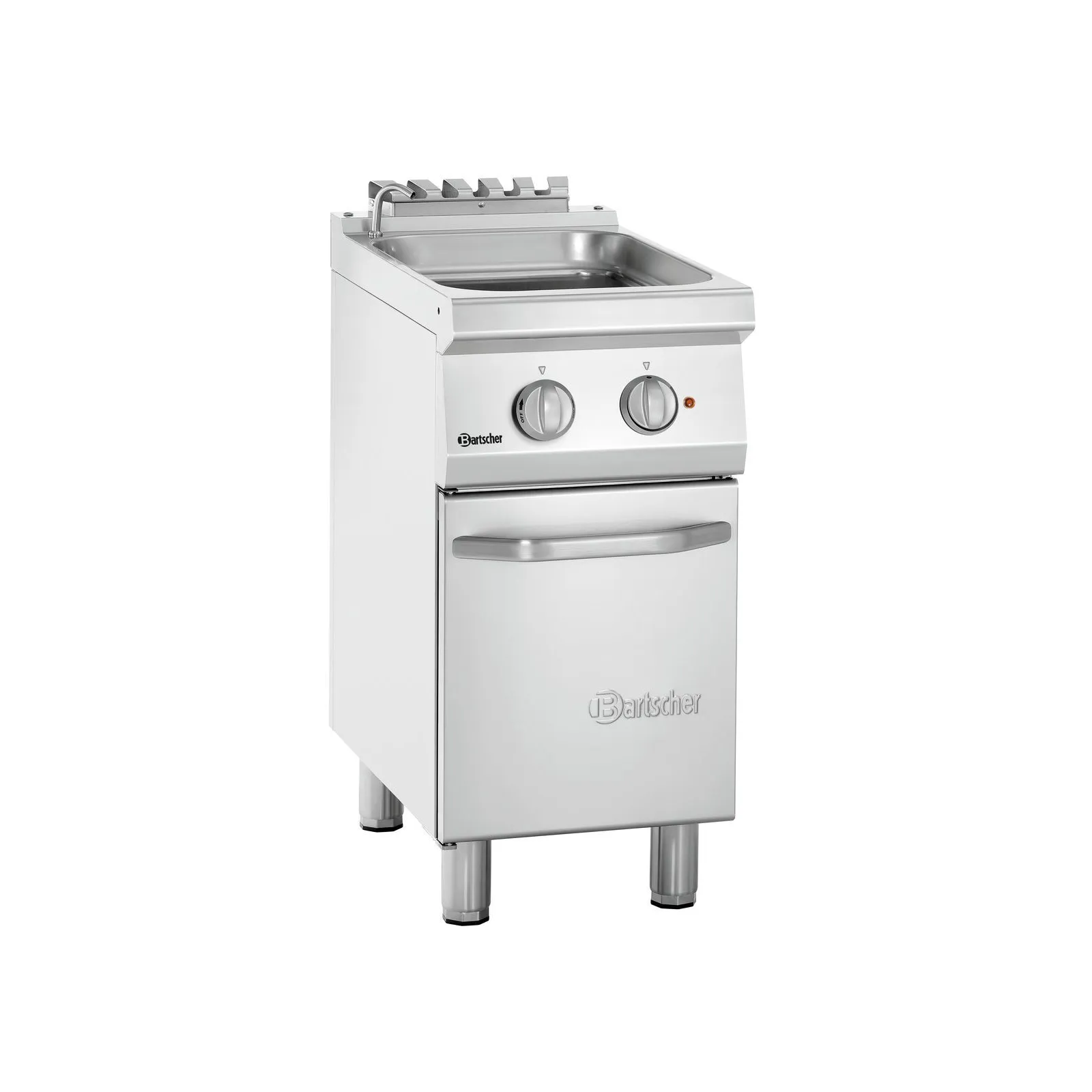 Bartscher 286305 Nudelkocher 700 B400 24L Ansicht Komplett, gas_stove, kompakter_herd, metalloberfläche, bedienknöpfe, ofen_schublade