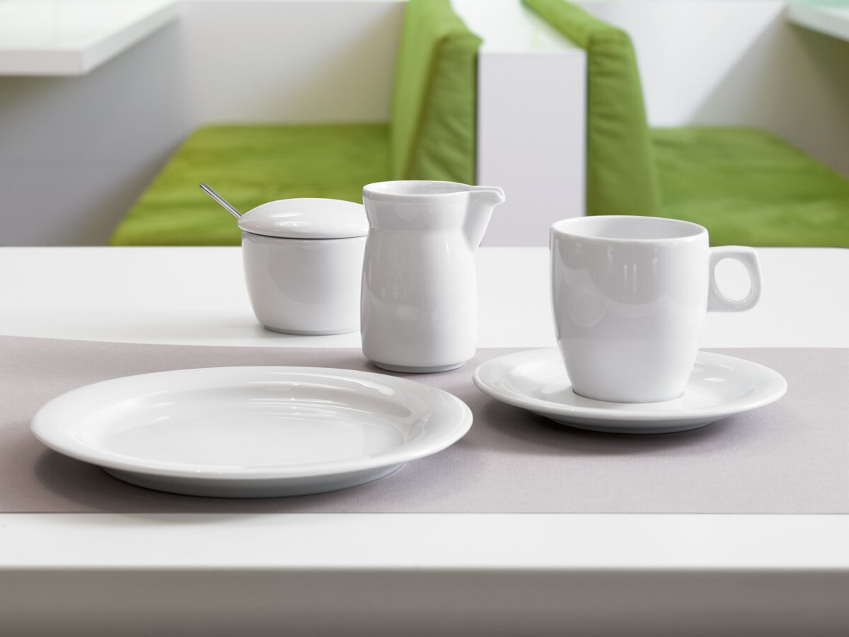 Tellerware, Kaffee-Tasse, Milchkanne, Untertasse, Speiseteller
