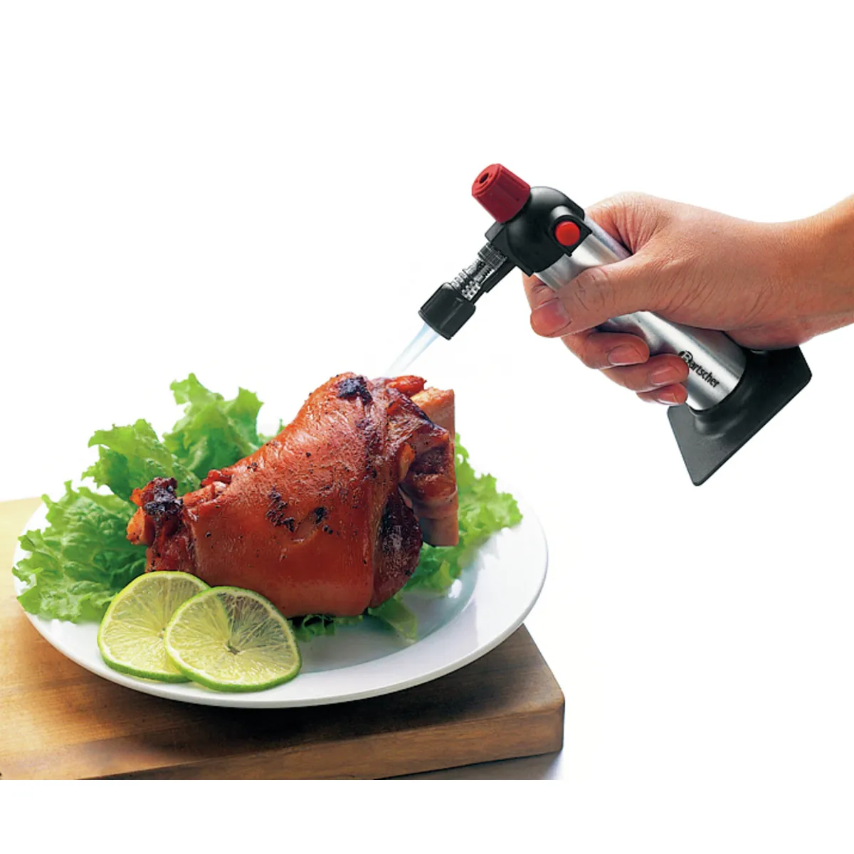 Bartscher A555302 Flambiergerät Ansicht in Benutzung Fleisch
