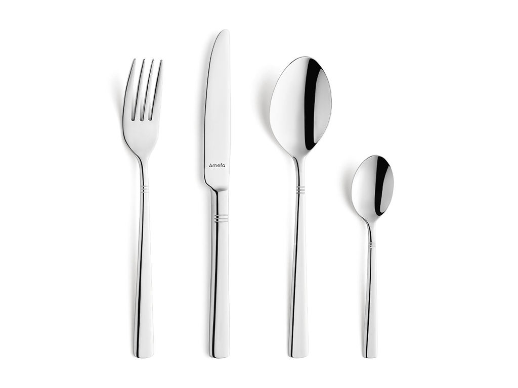 Amefa Serie Palmon, Ansicht Messer Gabel Löffel Kaffeelöffel