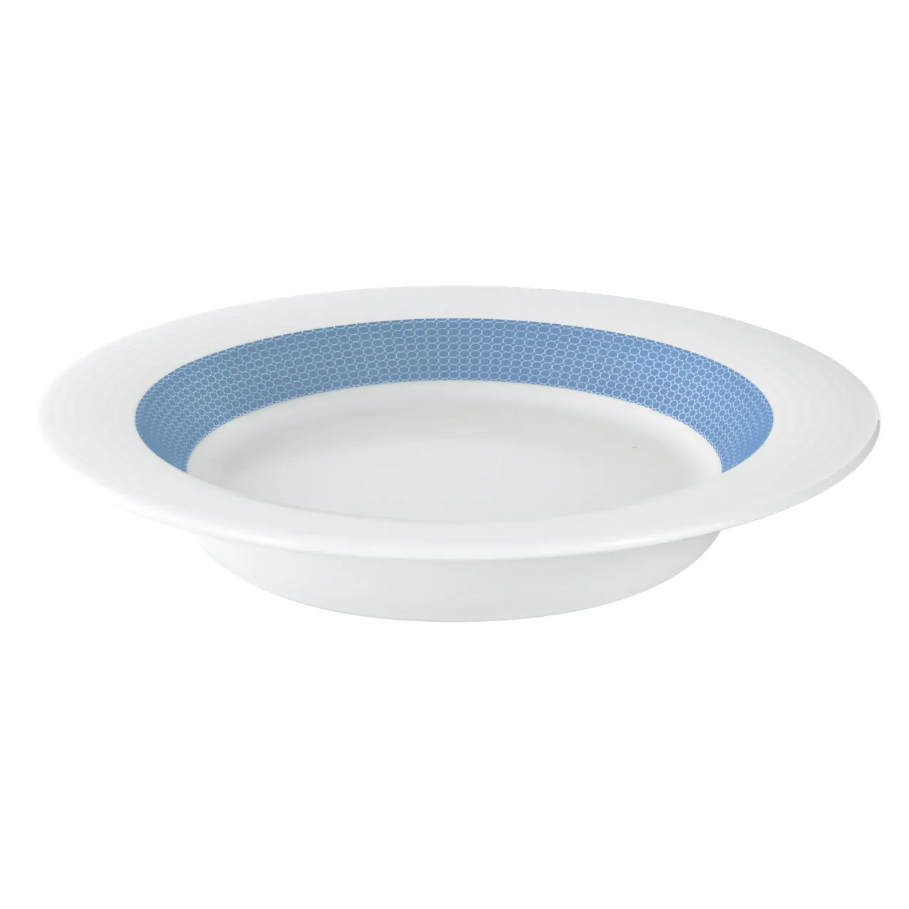 Bauscher Care Invita Dialog Spezialteller tief rund Fahne Draufsicht breites Dekor Wasserblau blau