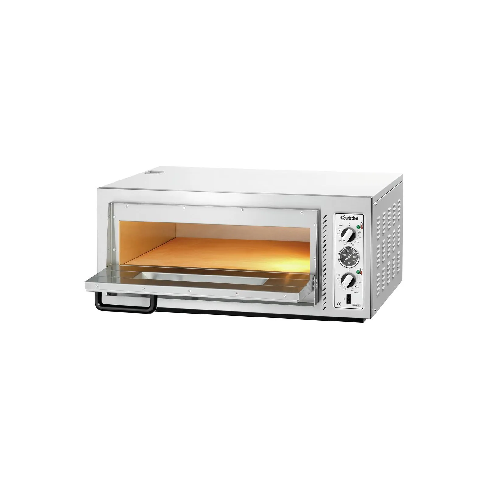 Bartscher 2002088 Pizzaofen NT 621 Ansicht Komplett, geöffnet, Backblechofen, Toaster Ofen, Mini Ofen, Edelstahl, Heißluft Grill