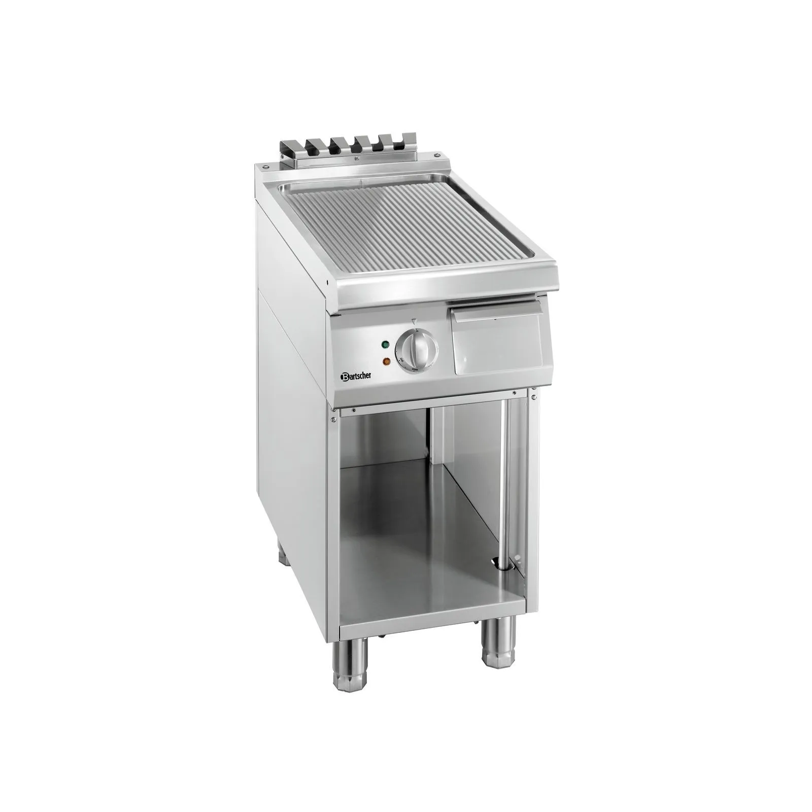 Bartscher 286507 Griddleplatte 700 B400 gerillt Ansicht Komplett, Grillgerät, Gasgrill, Stahl, Gasschale, Kochgerät