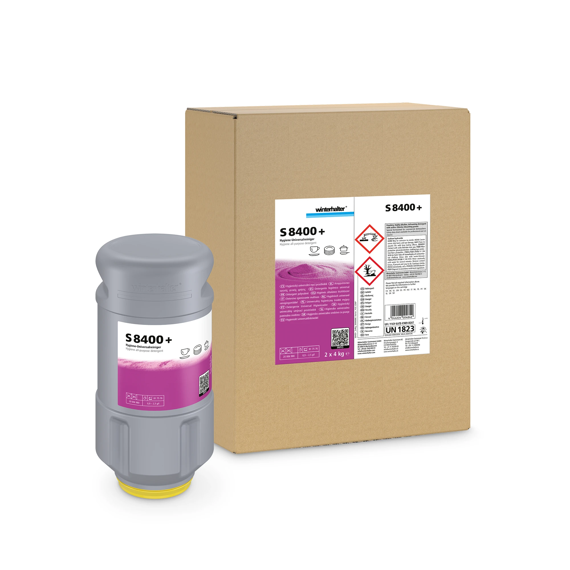 Winterhalter 20006980 S 8400+ Hygiene-Universalreiniger 1 Karton mit 2 Kartuschen